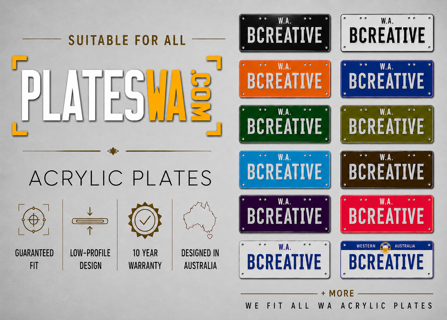 WA Acrylic Custom Series Number Plate Bracket & Holder | Edge