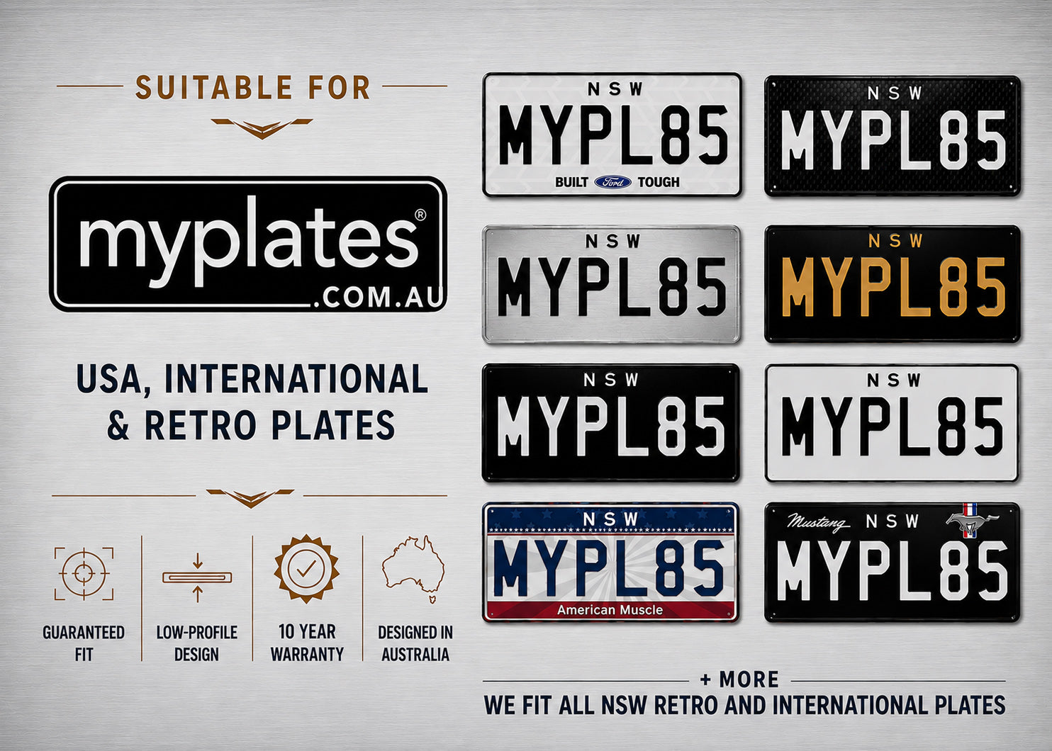 NSW USA / International / Retro Plate Bracket & Holder